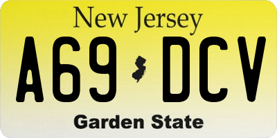 NJ license plate A69DCV