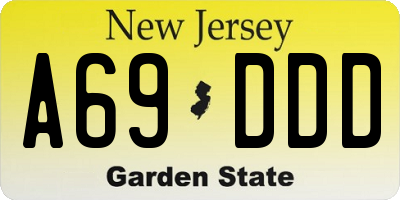 NJ license plate A69DDD