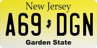 NJ license plate A69DGN