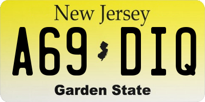 NJ license plate A69DIQ