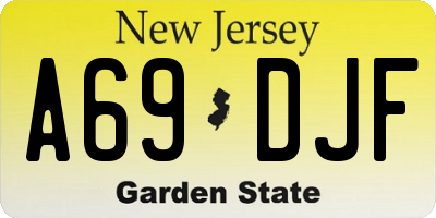 NJ license plate A69DJF