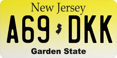 NJ license plate A69DKK