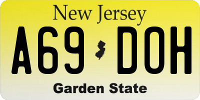 NJ license plate A69DOH