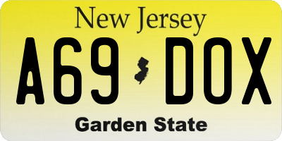 NJ license plate A69DOX