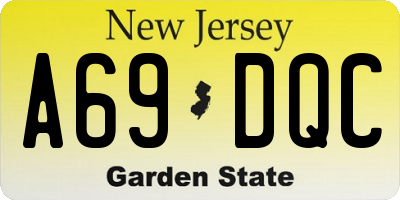 NJ license plate A69DQC