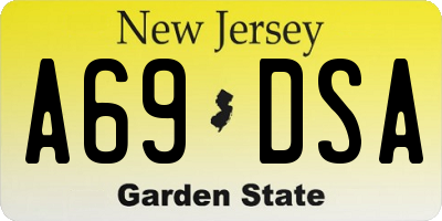 NJ license plate A69DSA