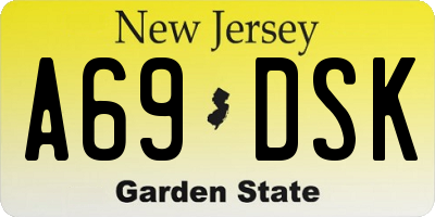 NJ license plate A69DSK