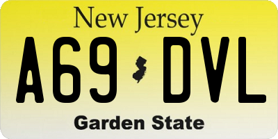 NJ license plate A69DVL