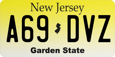 NJ license plate A69DVZ