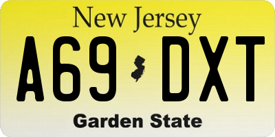 NJ license plate A69DXT