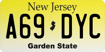 NJ license plate A69DYC