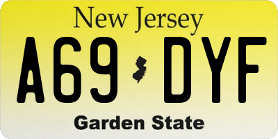 NJ license plate A69DYF