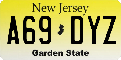NJ license plate A69DYZ