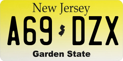 NJ license plate A69DZX