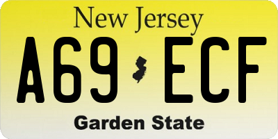 NJ license plate A69ECF