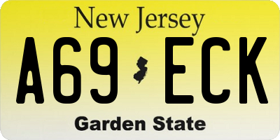 NJ license plate A69ECK