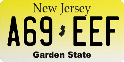 NJ license plate A69EEF