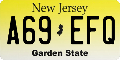 NJ license plate A69EFQ