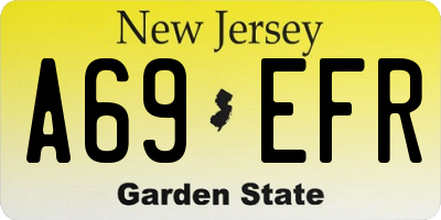 NJ license plate A69EFR