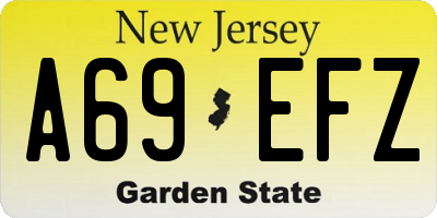 NJ license plate A69EFZ