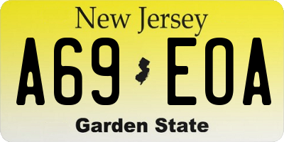 NJ license plate A69EOA