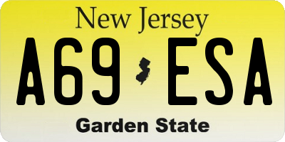 NJ license plate A69ESA