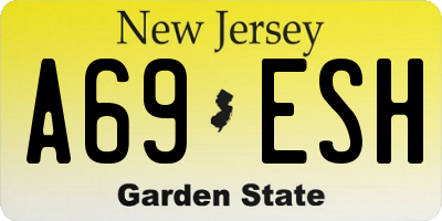 NJ license plate A69ESH
