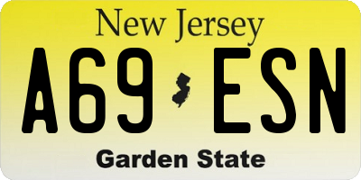 NJ license plate A69ESN