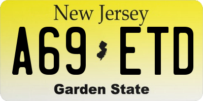 NJ license plate A69ETD