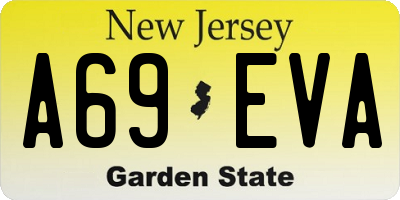 NJ license plate A69EVA