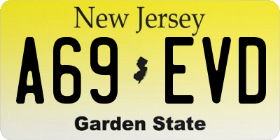 NJ license plate A69EVD
