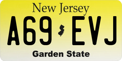 NJ license plate A69EVJ