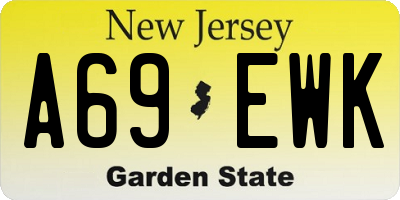 NJ license plate A69EWK