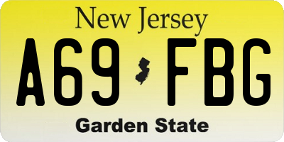 NJ license plate A69FBG