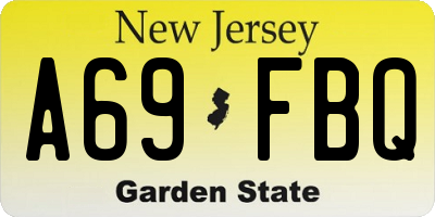 NJ license plate A69FBQ