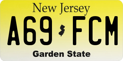 NJ license plate A69FCM