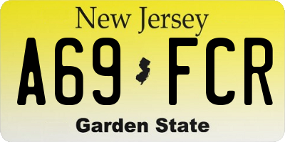 NJ license plate A69FCR