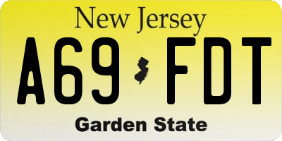 NJ license plate A69FDT