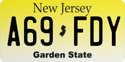 NJ license plate A69FDY