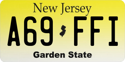 NJ license plate A69FFI
