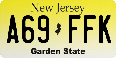 NJ license plate A69FFK
