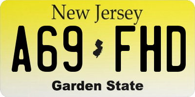 NJ license plate A69FHD