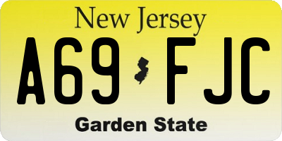 NJ license plate A69FJC