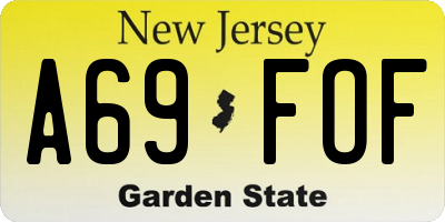 NJ license plate A69FOF