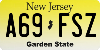 NJ license plate A69FSZ