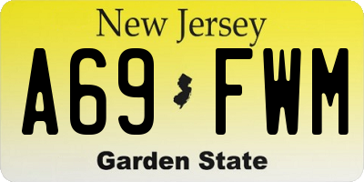 NJ license plate A69FWM