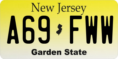 NJ license plate A69FWW