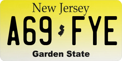 NJ license plate A69FYE