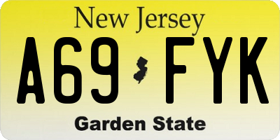 NJ license plate A69FYK