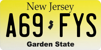NJ license plate A69FYS